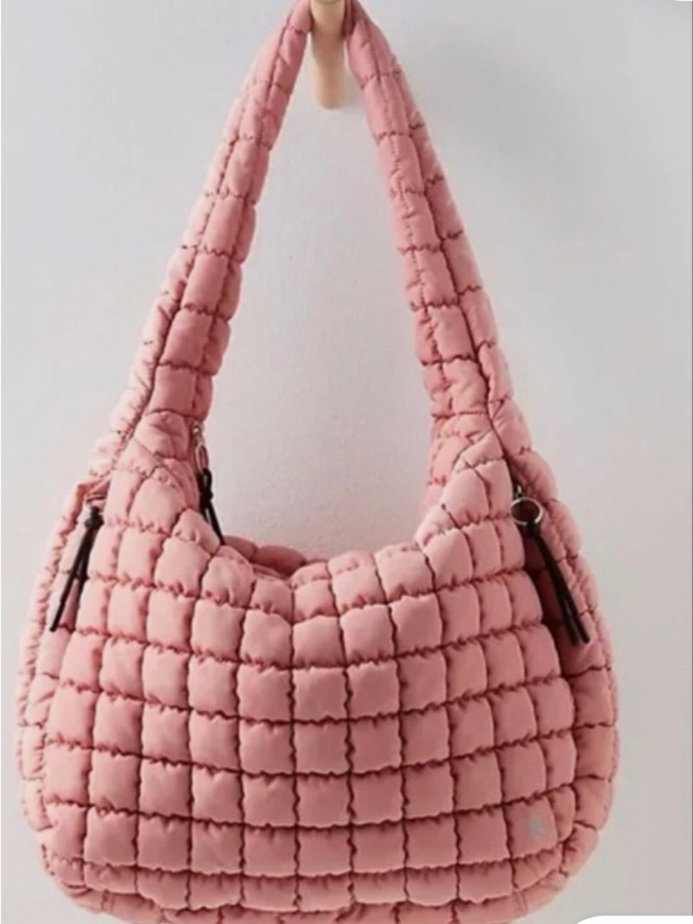 FP Movement by Free People Quilted Padded Hobo Bag in peach/ Pink